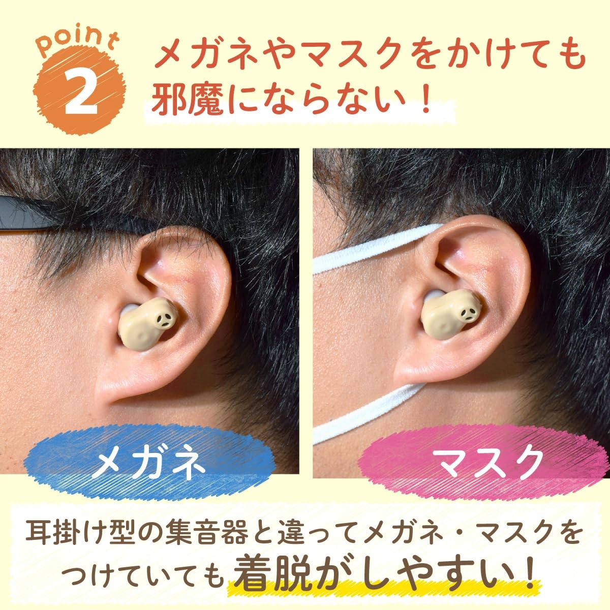 Amazon.co.jp: お手軽！充電式 耳すっぽり 集音器 AKA-202 1個入り